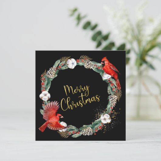 feestdag, rode kardinalen - Kerstmis Kaart (Staand voorkant)