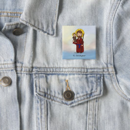 Feestdag Sint-Christoffel Heilige  Vierkante Button 5,1 Cm