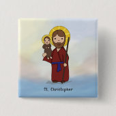 Feestdag Sint-Christoffel Heilige Vierkante Button 5,1 Cm (Voorkant)