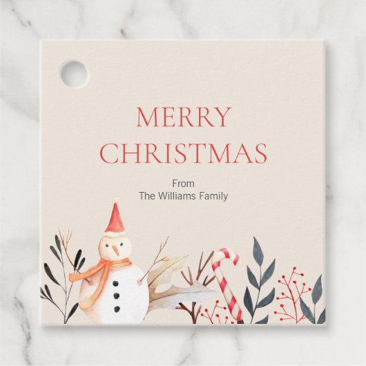 feestdag Snowman Kerstmis Bedankjes Labels (Voorkant)