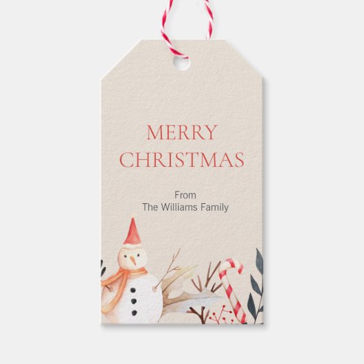  feestdag Snowman Kerstmis Cadeaulabel (Voorkant)