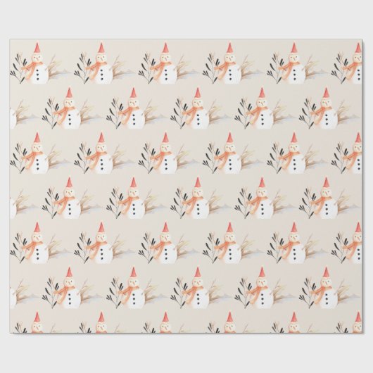  feestdag Snowman Kerstmis Cadeaupapier (Vlak)