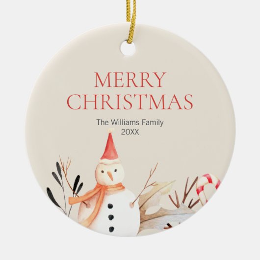  feestdag Snowman Kerstmis Keramisch Ornament (Voorkant)