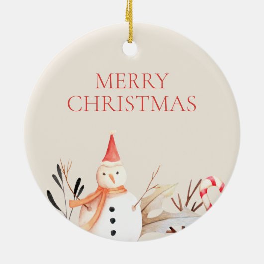 feestdag Snowman Kerstmis Keramisch Ornament (Achterkant)