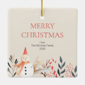  feestdag Snowman Kerstmis Keramisch Ornament (Achterkant)