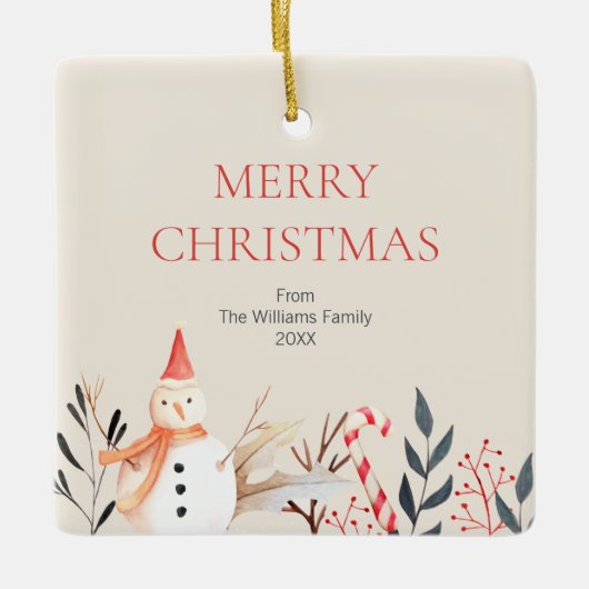  feestdag Snowman Kerstmis Keramisch Ornament (Voorkant)