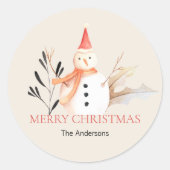 feestdag Snowman Kerstmis Ronde Sticker (Voorkant)