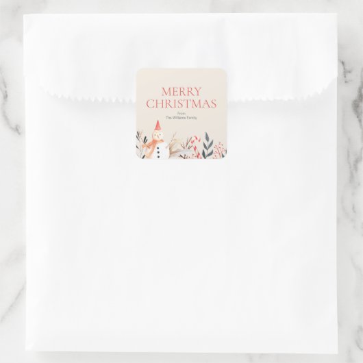  feestdag Snowman Kerstmis Vierkante Sticker (Tas)