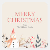  feestdag Snowman Kerstmis Vierkante Sticker (Voorkant)