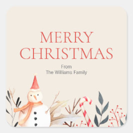 feestdag Snowman Kerstmis Vierkante Sticker