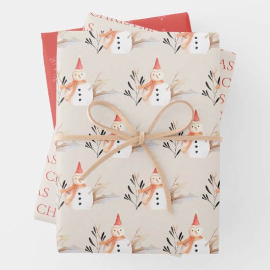  feestdag Snowman Merry Kerstmis Inpakpapier Vel (In situ)