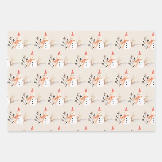  feestdag Snowman Merry Kerstmis Inpakpapier Vel (Voorkant)