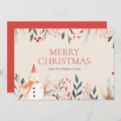  feestdag Snowman met kerstfeestdag Kaart (Voorkant / Achterkant)