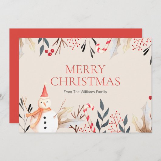  feestdag Snowman met kerstfeestdag Kaart (Voorkant / Achterkant)