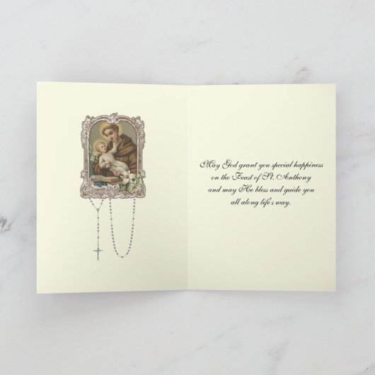 Feestdag St. Antonius van Padua Kind Jezus Kaart (Binnen)