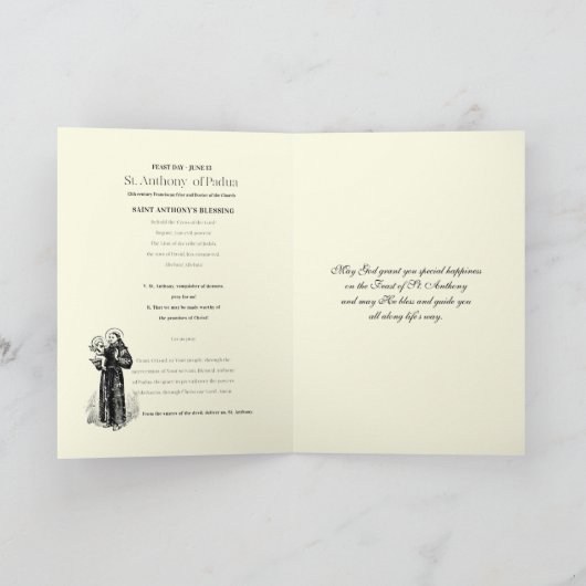 Feestdag St. Antonius van Padua Kind Jezus Kaart (Binnen)