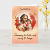 Feestdag van de heilige Jozef met Jezus rode rozen Kaart (Gele Bloem)