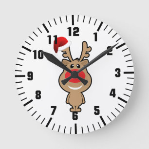 Feestdag van grappige Kerstman Ronde Klok