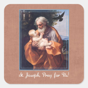 Feestdag van St. Jozef met het kindje Jezus Vierkante Sticker
