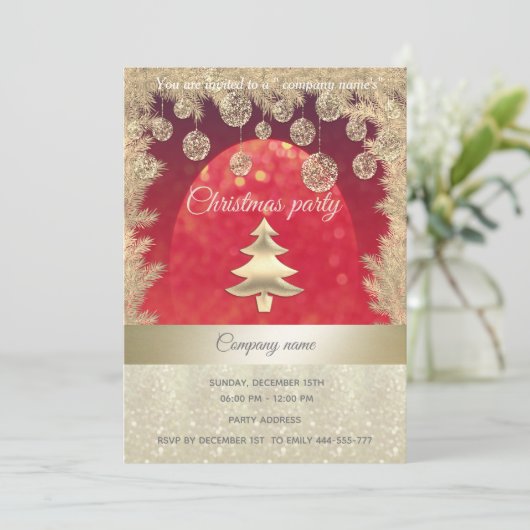 feestdag voor gouden en rode feestdagen kaart (Staand voorkant)