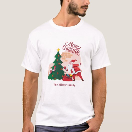 feestdag voor kerst santa claus monogram t-shirt (Voorkant)