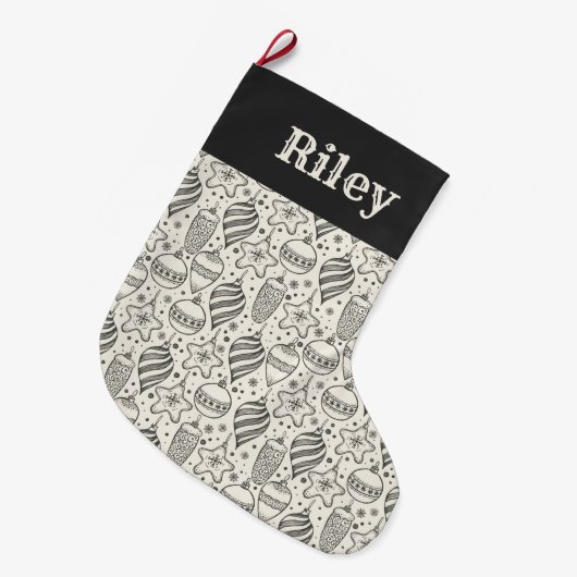  feestdag voor zwarte en ivoren Ornamenten Grote Kerstsok (Voorkant (Hangend))