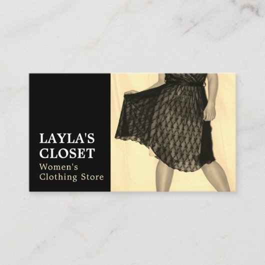 feestdag, vrouwenkledingwinkel visitekaartje (Voorkant)