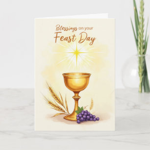 Feestdag Zegeningen Eucharistische Kelk Tarwe Kaart