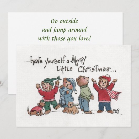 feestdag zingend acrylkarikatuur van Cubs Feestdagenkaart (Voorkant / Achterkant)