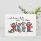 feestdag zingend acrylkarikatuur van Cubs Feestdagenkaart (Staand voorkant)