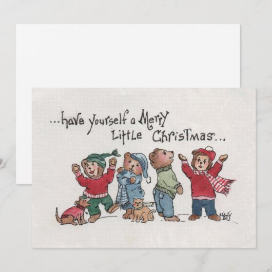  feestdag zingend acrylkarikatuur van Cubs Feestdagenkaart (Voorkant / Achterkant)