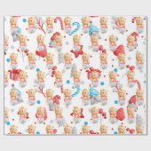 Feestdagen beer aanpassen cadeaupapier (Vlak)