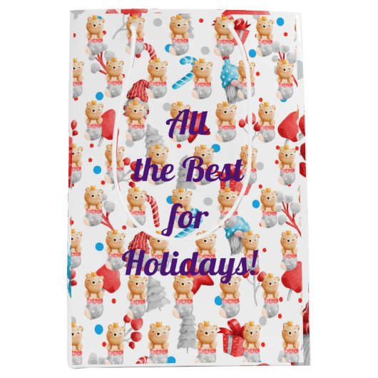 Feestdagen beer aanpassen medium cadeauzakje (Voorkant)