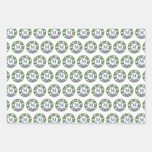 Feestdagen Blauw en Wit Chinoiserie met Citrus Inpakpapier Vel (Voorkant 3)