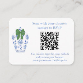 Feestdagen Blauw Groene Chinoiserie QR-code Regist Informatiekaartje