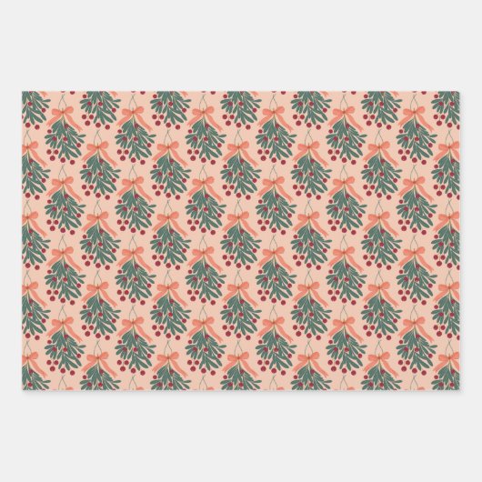 Feestdagen bloemen & maretak inpakpapier vel (Voorkant 2)