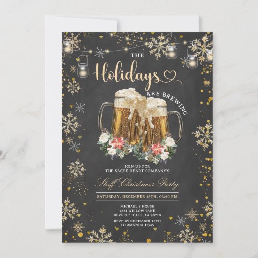 Feestdagen brouwen personeelsbier kerstfeest kaart (Voorkant)