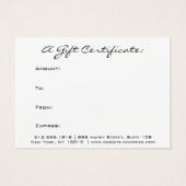 Feestdagen Cadeaucertificaat - Snijkop haarnagels  Visitekaartje (Achterkant)