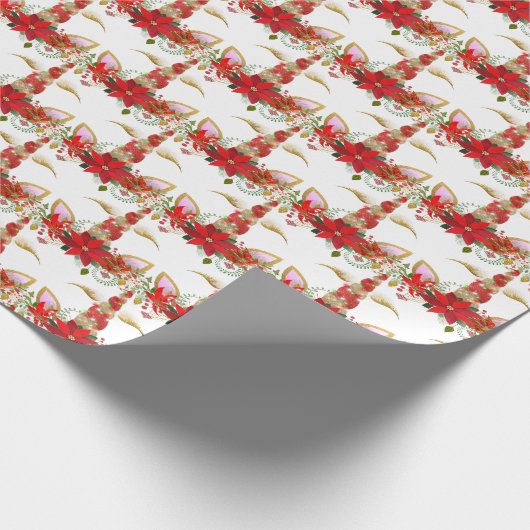 Feestdagen Chrismas Unicorn Lashes White Gold Girl Cadeaupapier (Hoek)