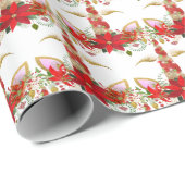 Feestdagen Chrismas Unicorn Lashes White Gold Girl Cadeaupapier (Rol Hoek)