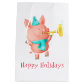 Feestdagen Cute Pig Medium Cadeauzakje (Achterkant)