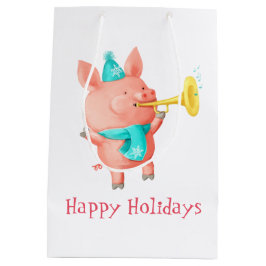 Feestdagen Cute Pig Medium Cadeauzakje