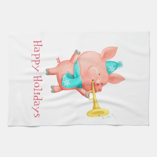 Feestdagen Cute Pig Theedoek (Horizontaal)