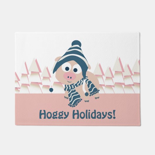 Feestdagen! Cute Pink Pig Deurmat (Voorkant)
