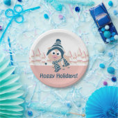 Feestdagen! Cute Winter Pig Papieren Bordje (Feest)