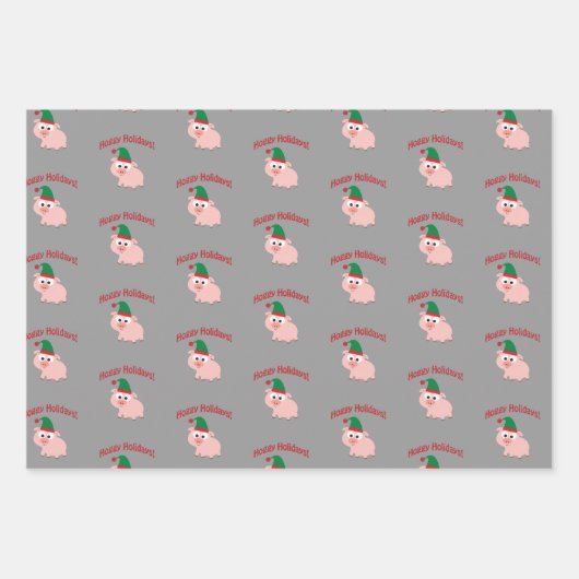 Feestdagen! Elf Pig Inpakpapier Vel (Voorkant)