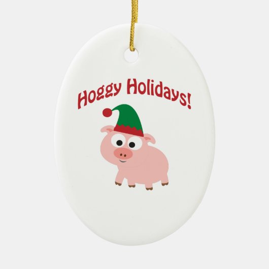 Feestdagen! Elf Pig Keramisch Ornament (Voorkant)