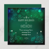 Feestdagen Emerald Bokeh Christmas Invitation Kaar Kaart (Voorkant / Achterkant)