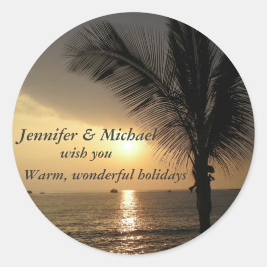Feestdagen en Zonsondergangen in de tropen Ronde Sticker (Voorkant)