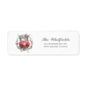 Feestdagen familie met rood autoadres etiket (Voorkant)